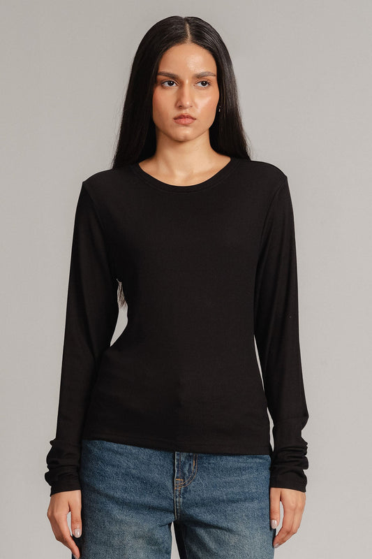 LONG SLEEVE RIBBED T-SHIRT