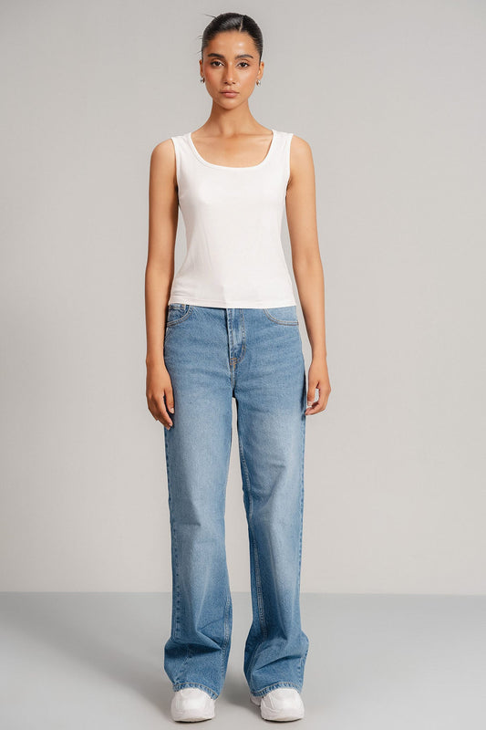 RIBBED ROUND NECK TANK TOP