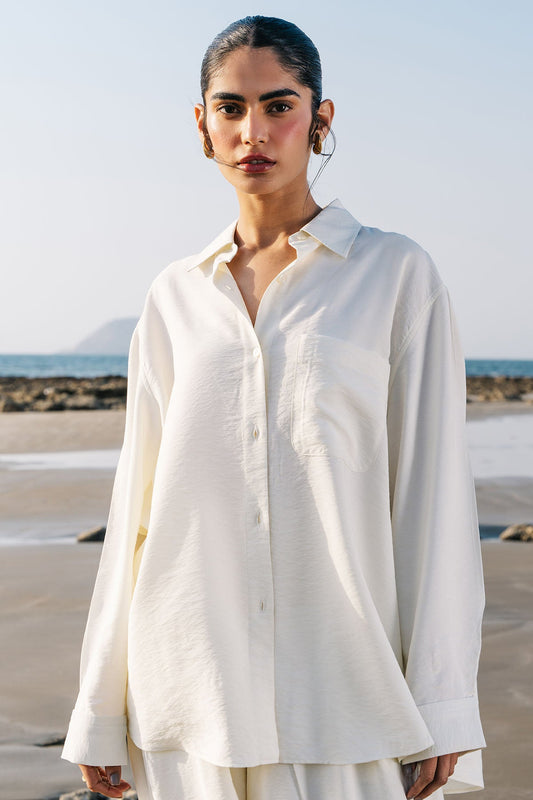 RELAXED FIT BUTTON DOWN SHIRT - WRINKLED