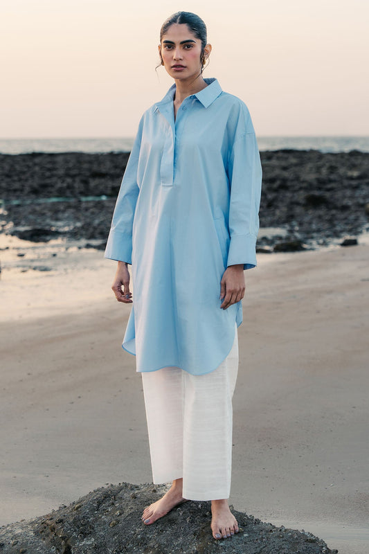 ROUND HEM POPLIN SHIRT