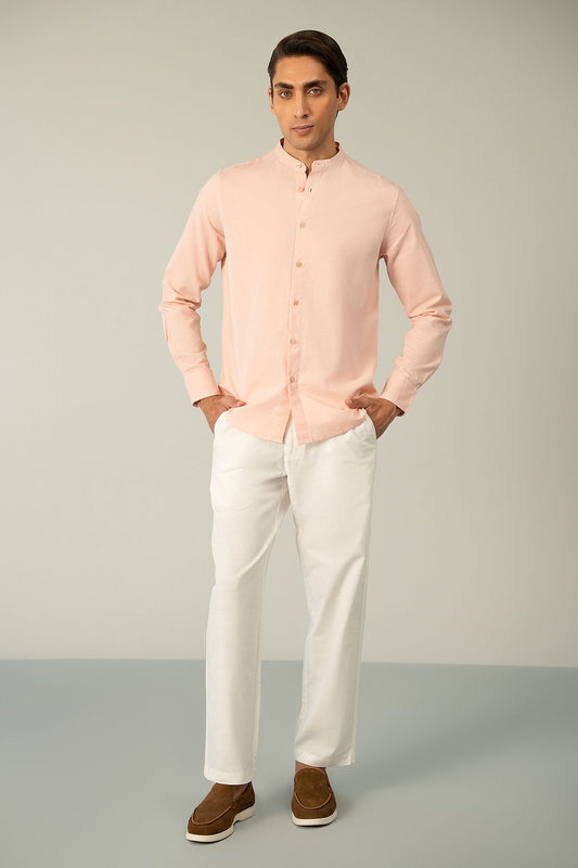 BAND COLLAR LINEN SHIRT